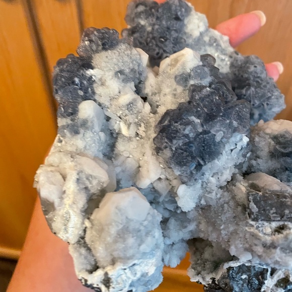 HUGE Blue fluorite on milky quartz cluster formation from Inner Mongolia, China - Picture 7 of 11